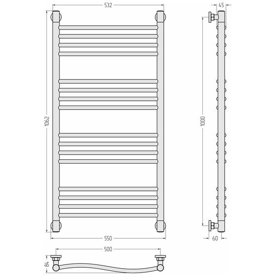Полотенцесушитель водяной Сунержа Флюид+  П16 500x1060 мм 03-0222-1050, золото - фото 3