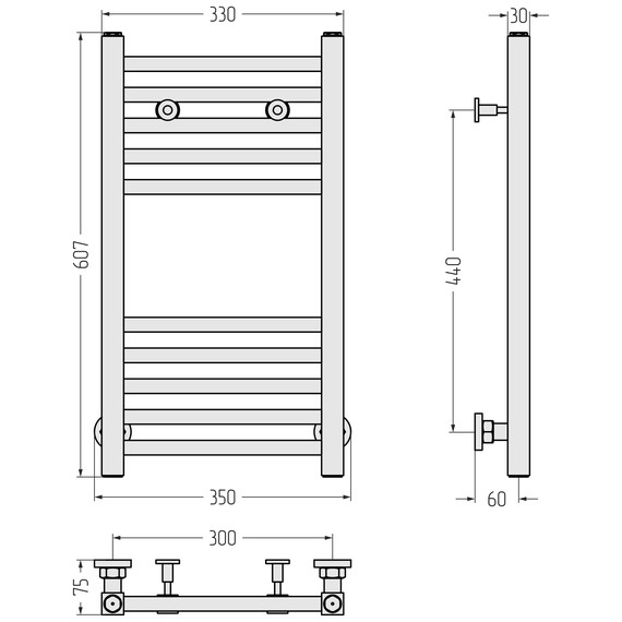 Полотенцесушитель водяной Сунержа Модус П10 300x600 мм 30-0250-6030, белый матовый - фото 4
