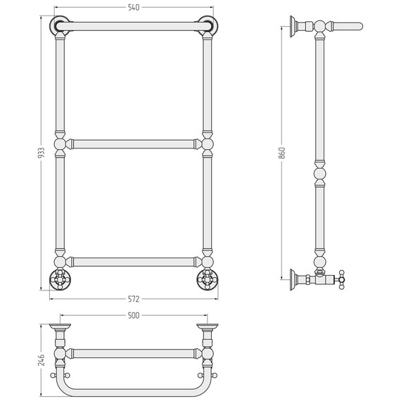 Полотенцесушитель водяной Сунержа Ренессанс П3 500x930 мм 32-0281-8650, золотой шёлк - фото 3