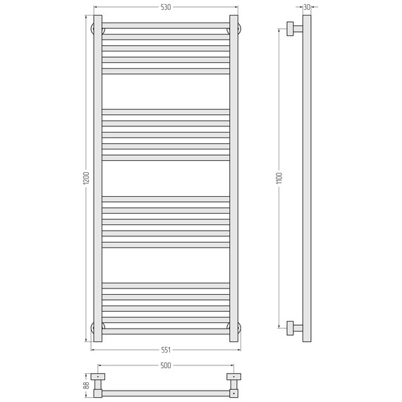 Полотенцесушитель водяной Сунержа Модус PRO П20 500x1200 мм 032-0450-1250, золото матовое - фото 3