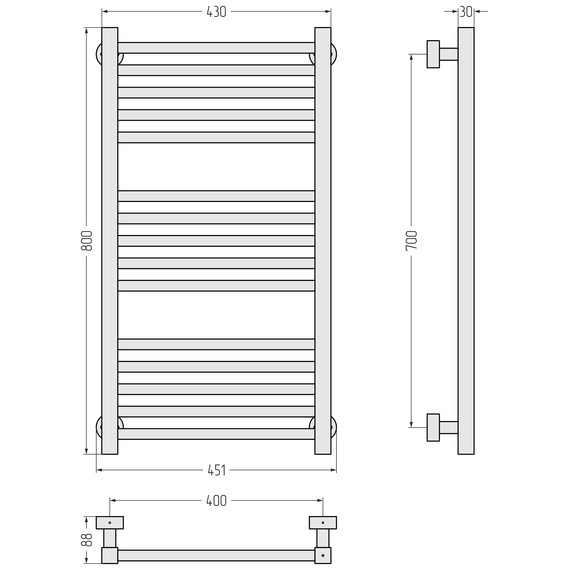Полотенцесушитель водяной Сунержа Модус PRO П15 400x800 мм 032-0450-8040, золото матовое - фото 3