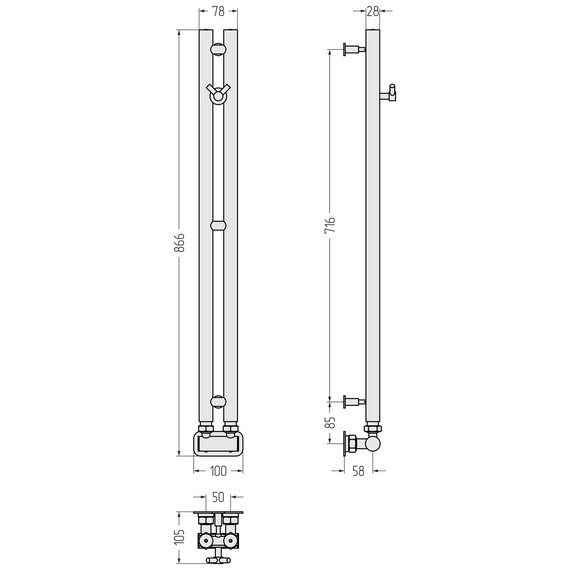 Полотенцесушитель водяной Сунержа Нюанс EU50+ П2 50x870 мм 12-0212-0840, белый - фото 3