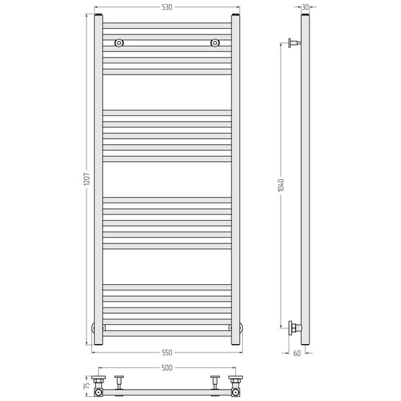 Полотенцесушитель водяной Сунержа Модус П20 500x1200 мм 051-0250-1250, состаренная латунь - фото 4