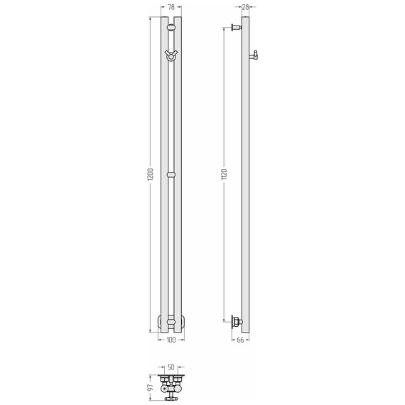 Полотенцесушитель водяной Сунержа Нюанс PRO П2 50x1200 мм 31-0412-1250, чёрный матовый - фото 3