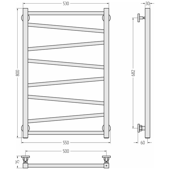 Полотенцесушитель водяной Сунержа Сирокко П8 500x800 мм 020-0253-8050, шампань - фото 3