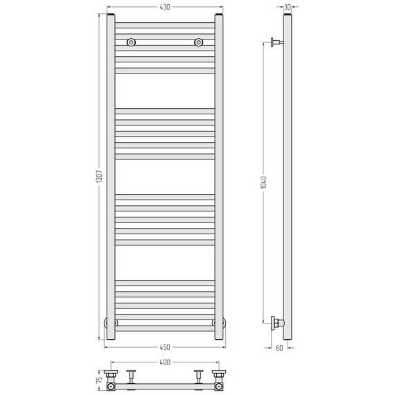 Полотенцесушитель водяной Сунержа Модус П20 400x1200 мм 32-0250-1240, золотой шёлк - фото 3