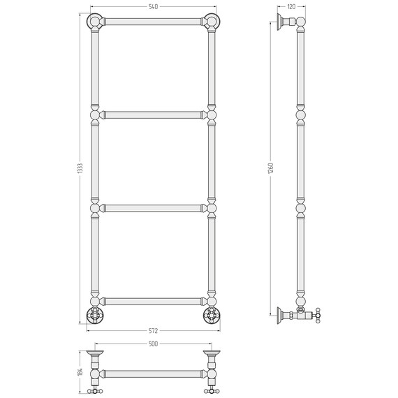 Полотенцесушитель водяной Сунержа Ренессанс П4 500x1330 мм 05-0280-1250, состаренная бронза - фото 3