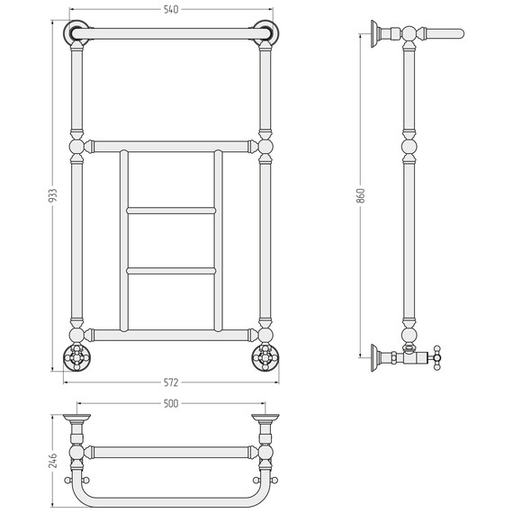 Полотенцесушитель водяной Сунержа Ренессанс П5 500x930 мм 022-0282-8650, шампань матовый - фото 3