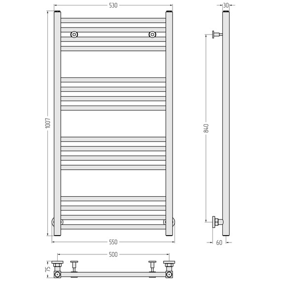 Полотенцесушитель водяной Сунержа Модус П16 500x1000 мм 022-0250-1050, шампань матовый - фото 4
