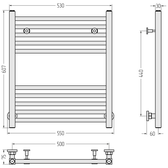 Полотенцесушитель водяной Сунержа Модус П10 500x600 мм 30-0250-6050, белый матовый - фото 4