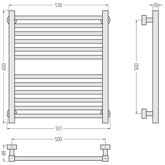 Полотенцесушитель водяной Сунержа Модус PRO П12 500x600 мм 15-0450-6050, тёмный титан муар - фото 3