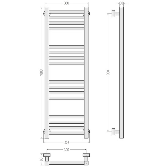 Полотенцесушитель водяной Сунержа Модус PRO П16 300x1000 мм 071-0450-1030, сатин - фото 3