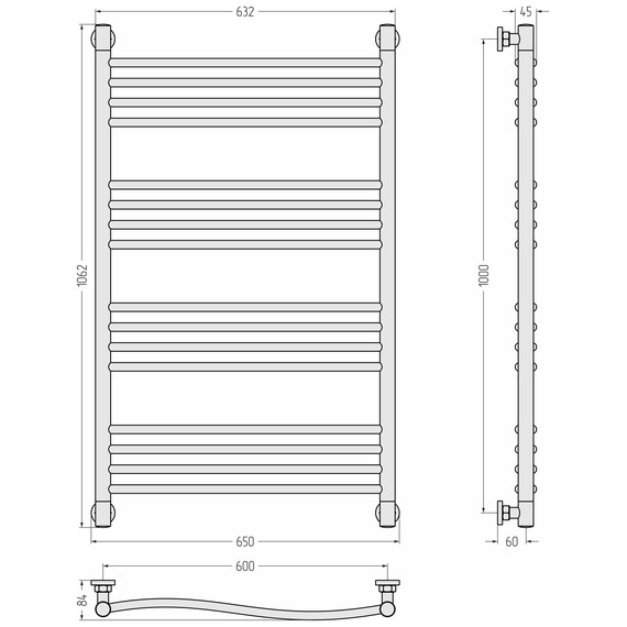 Полотенцесушитель водяной Сунержа Флюид+  П16 600x1060 мм 15-0222-1060, тёмный титан муар - фото 3