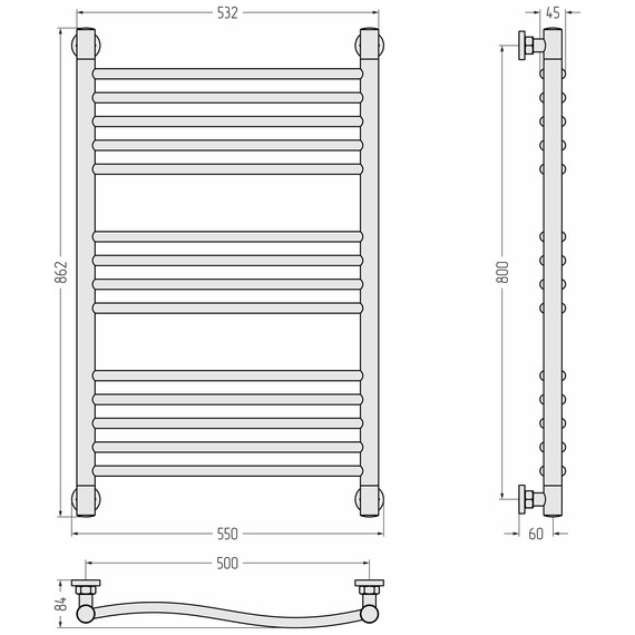 Полотенцесушитель водяной Сунержа Флюид+  П14 500x860 мм 071-0222-8050, сатин - фото 3