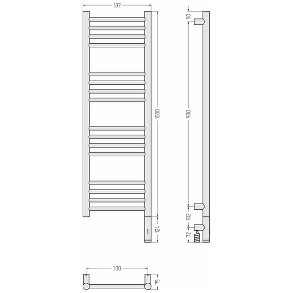 Полотенцесушитель электрический Сунержа Богема 3.1 П16 300x1120 мм (прямая перемычка) 03-6005-1030 R, золото - фото 4