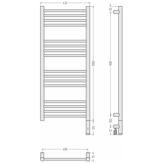 Полотенцесушитель электрический Сунержа Богема 3.1 П16 400x1120 мм (прямая перемычка) 051-6005-1040 R, состаренная латунь - фото 4
