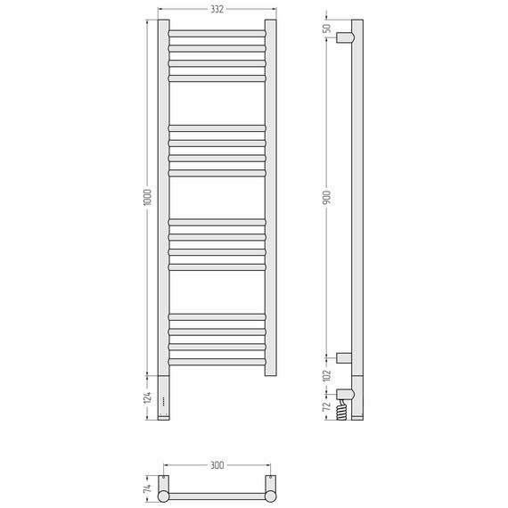 Полотенцесушитель электрический Сунержа Богема 3.1 П16 300x1120 мм (прямая перемычка) 03-6004-1030 L, золото - фото 4
