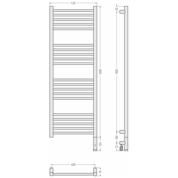 Полотенцесушитель электрический Сунержа Богема 3.1 П20 400x1320 мм (прямая перемычка) 00-6005-1240 R, хром - фото 4