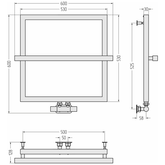Полотенцесушитель водяной Сунержа Штиль EU50+ П3 500x600 мм 31-0256-5353, чёрный матовый - фото 4