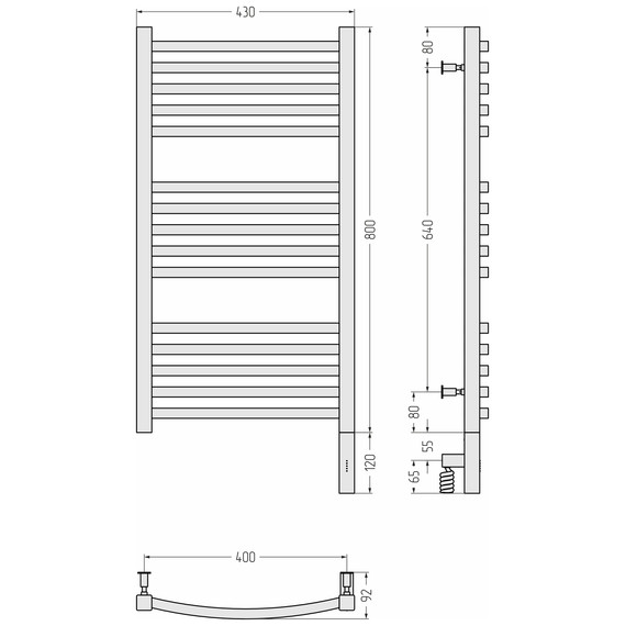Полотенцесушитель электрический Сунержа Аркус 3.0 П15 400x920 мм 00-5705-8040 R, хром - фото 4