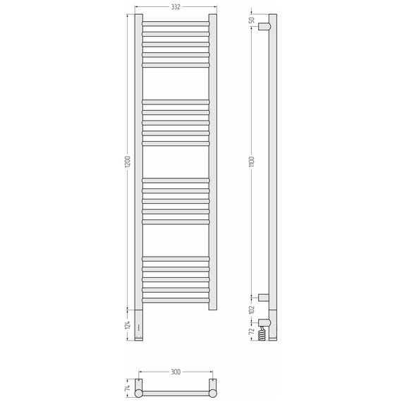 Полотенцесушитель электрический Сунержа Богема 3.1 П20 300x1320 мм (прямая перемычка) 31-6004-1230 L, чёрный матовый - фото 4