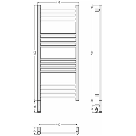 Полотенцесушитель электрический Сунержа Богема 3.1 П16 400x1120 мм (прямая перемычка) 022-6004-1040 L, шампань матовый - фото 4