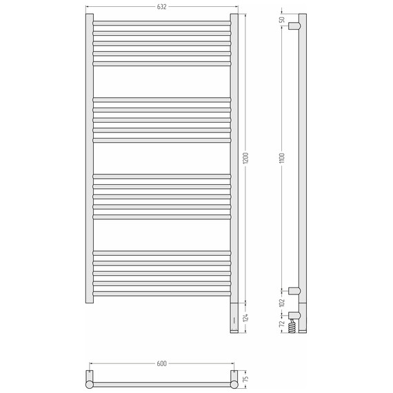 Полотенцесушитель электрический Сунержа Богема 3.1 П20 600x1320 мм (прямая перемычка) 051-6005-1260 R, состаренная латунь - фото 4