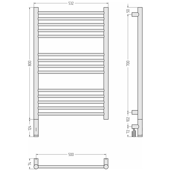 Полотенцесушитель электрический Сунержа Богема 3.1 П14 500x920 мм (прямая перемычка) 071-6004-8050 L, сатин - фото 4