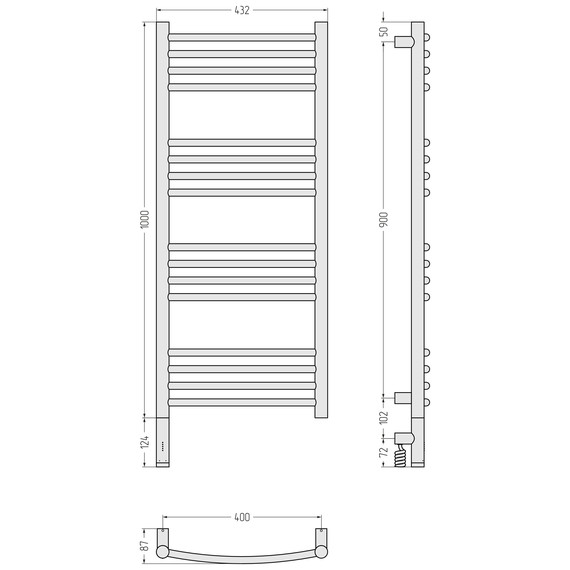 Полотенцесушитель электрический Сунержа Богема 3.1 П16 400x1120 мм (выгнутая перемычка) 071-6002-1040 L, сатин - фото 4