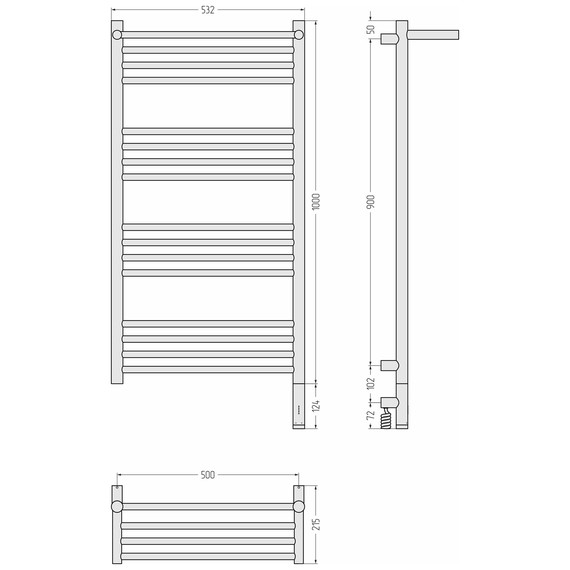 Полотенцесушитель электрический Сунержа Богема 3.1 с полкой П16 500x1120 мм 15-6007-1050 R, тёмный титан муар - фото 4
