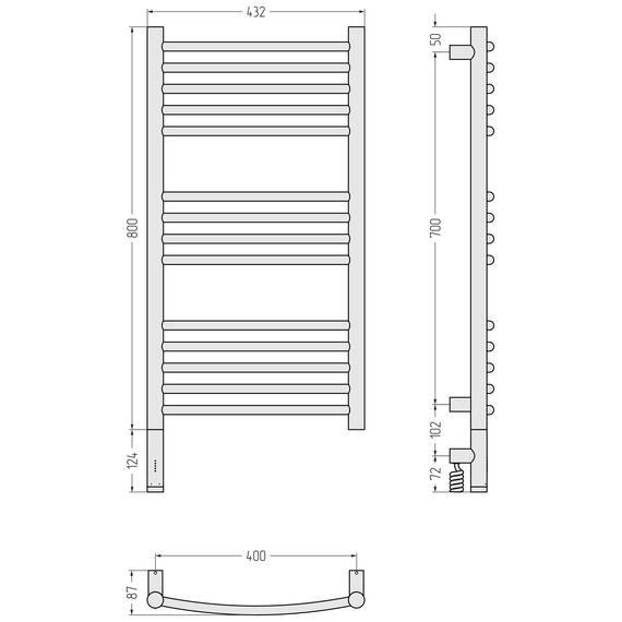 Полотенцесушитель электрический Сунержа Богема 3.1 П14 400x920 мм (выгнутая перемычка) 31-6002-8040 L, чёрный матовый - фото 4