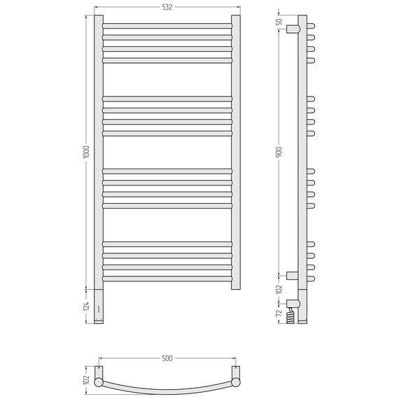 Полотенцесушитель электрический Сунержа Богема 3.1 П16 500x1120 мм (выгнутая перемычка) 00-6002-1050 L, хром - фото 4