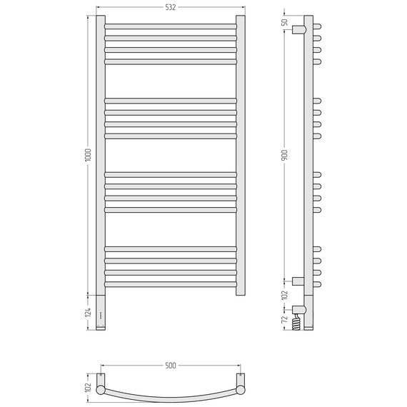 Полотенцесушитель электрический Сунержа Богема 3.1 П16 500x1120 мм (выгнутая перемычка) 32-6002-1050 L, золотой шёлк - фото 4