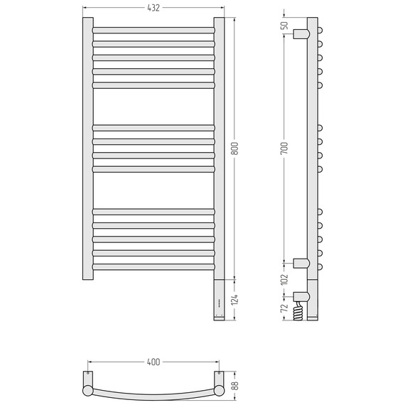 Полотенцесушитель электрический Сунержа Богема 3.1 П14 400x920 мм (выгнутая перемычка) 30-6003-8040 R, белый матовый - фото 4