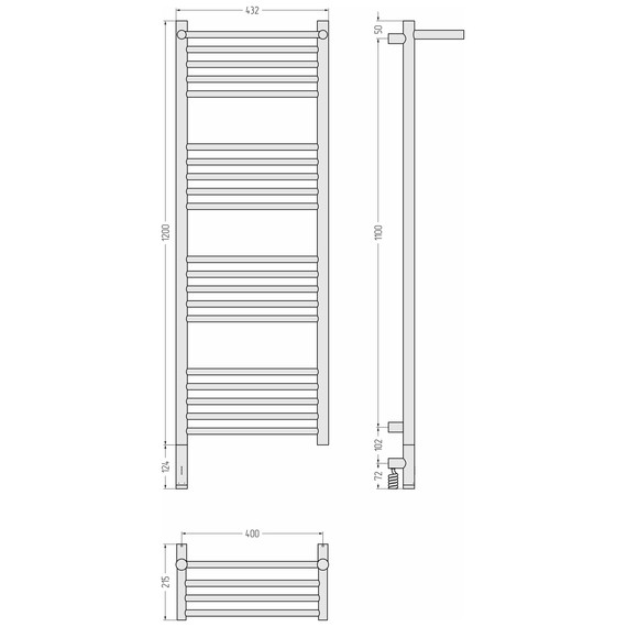 Полотенцесушитель электрический Сунержа Богема 3.1 с полкой П20 400x1320 мм 03-6006-1240 L, золото - фото 4