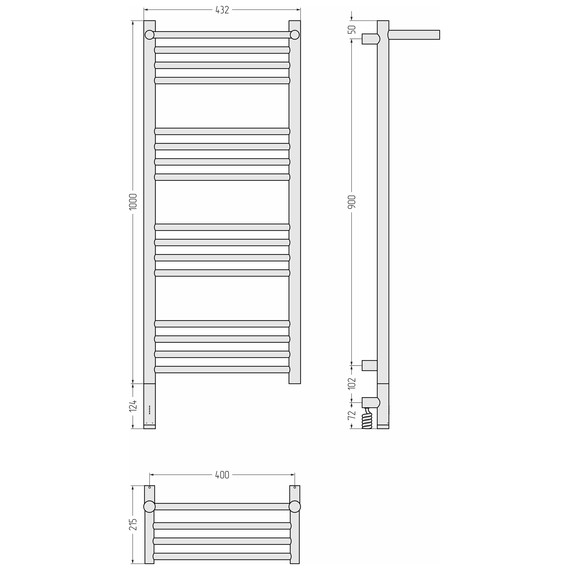 Полотенцесушитель электрический Сунержа Богема 3.1 с полкой П16 400x1120 мм 32-6006-1040 L, золотой шёлк - фото 4