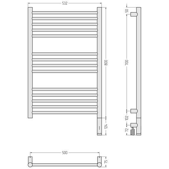 Полотенцесушитель электрический Сунержа Богема 3.1 П14 500x920 мм (прямая перемычка) 051-6005-8050 R, состаренная латунь - фото 4