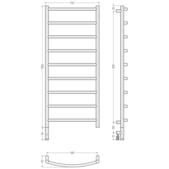 Полотенцесушитель электрический Сунержа Галант 3.1 П9 500x1320 мм 071-6000-1250 L, сатин - фото 4
