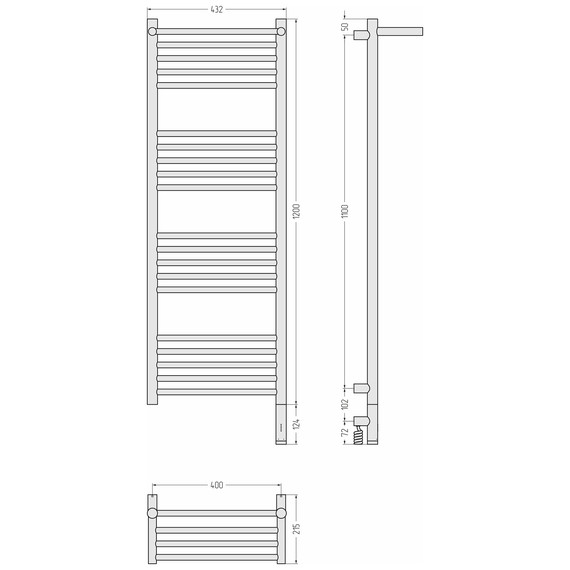 Полотенцесушитель электрический Сунержа Богема 3.1 с полкой П20 400x1320 мм 15-6007-1240 R, тёмный титан муар - фото 4