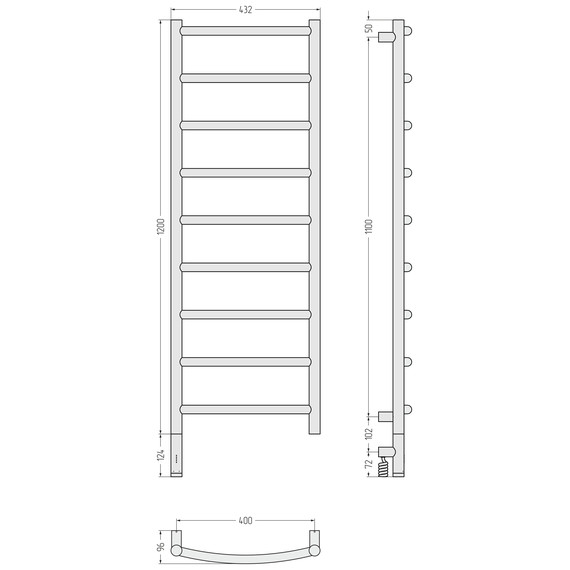 Полотенцесушитель электрический Сунержа Галант 3.1 П9 400x1320 мм 051-6000-1240 L, состаренная латунь - фото 4