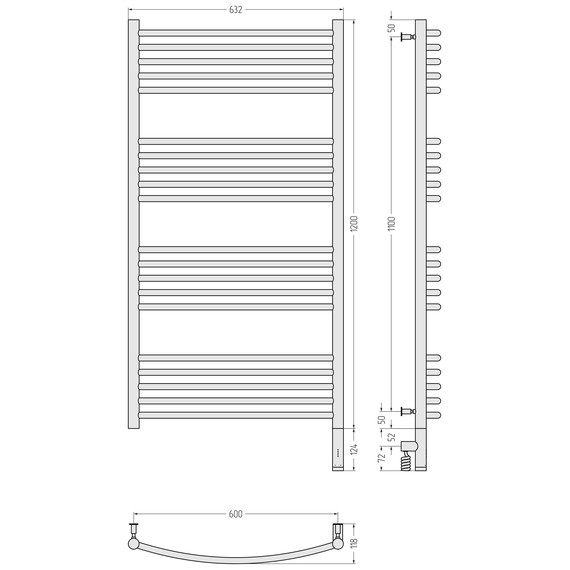 Полотенцесушитель электрический Сунержа Богема 3.0 П20 600x1320 мм (выгнутая перемычка) 32-5803-1260 R, золотой шёлк - фото 4