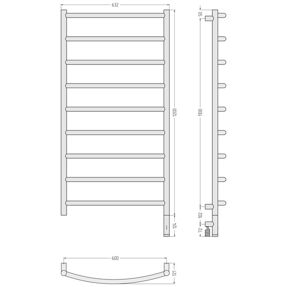 Полотенцесушитель электрический Сунержа Галант 3.1 П9 600x1320 мм 05-6001-1260 R, состаренная бронза - фото 4