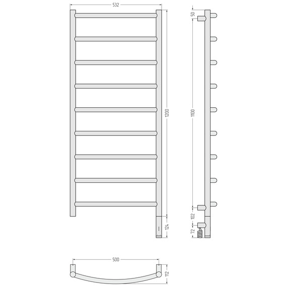 Полотенцесушитель электрический Сунержа Галант 3.1 П9 500x1320 мм 032-6001-1250 R, золото матовое - фото 4