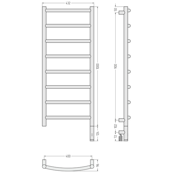 Полотенцесушитель электрический Сунержа Галант 3.1 П8 400x1120 мм 15-6001-1040 R, тёмный титан муар - фото 4