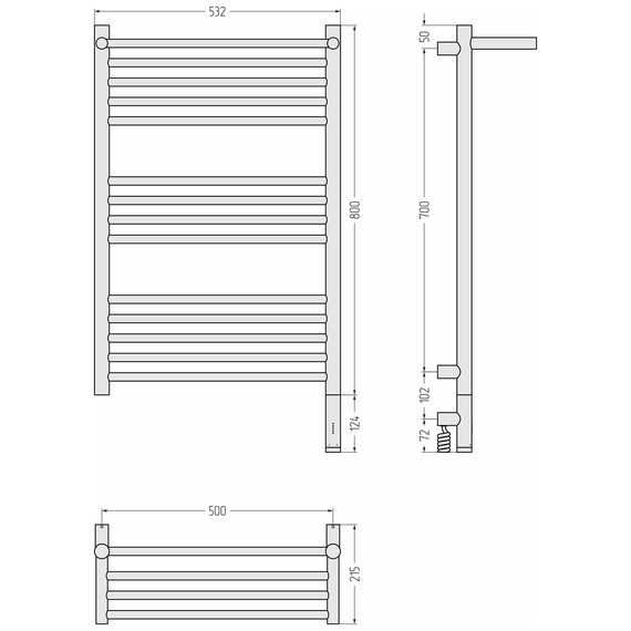 Полотенцесушитель электрический Сунержа Богема 3.1 с полкой П14 500x920 мм 032-6007-8050 R, золото матовое - фото 4
