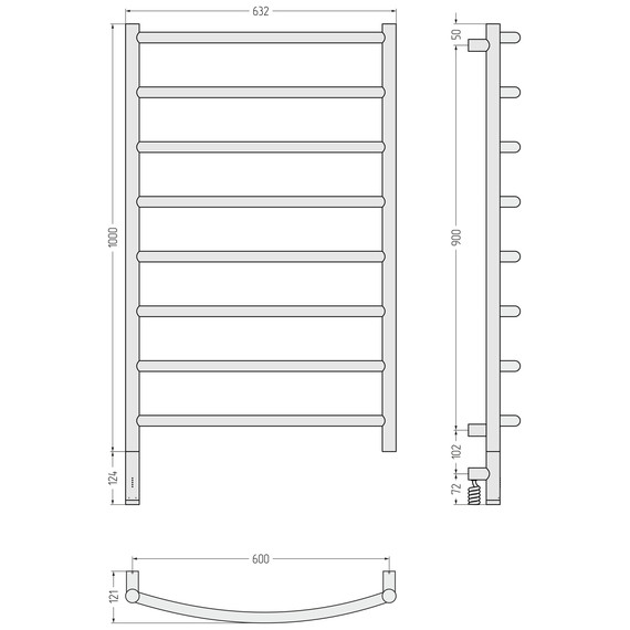 Полотенцесушитель электрический Сунержа Галант 3.1 П8 600x1120 мм 03-6000-1060 L, золото - фото 4