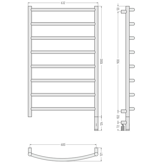 Полотенцесушитель электрический Сунержа Галант 3.1 П8 600x1120 мм 15-6001-1060 R, тёмный титан муар - фото 4