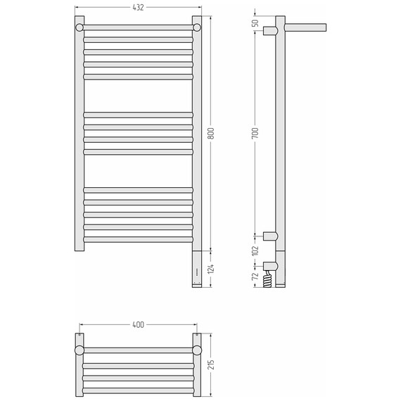 Полотенцесушитель электрический Сунержа Богема 3.1 с полкой П14 400x920 мм 05-6007-8040 R, состаренная бронза - фото 4