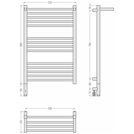 Полотенцесушитель электрический Сунержа Богема 3.1 с полкой П14 500x920 мм 071-6006-8050 L, сатин - фото 4