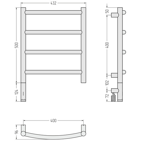 Полотенцесушитель электрический Сунержа Галант 3.1 П4 400x620 мм 032-6000-5040 L, золото матовое - фото 4